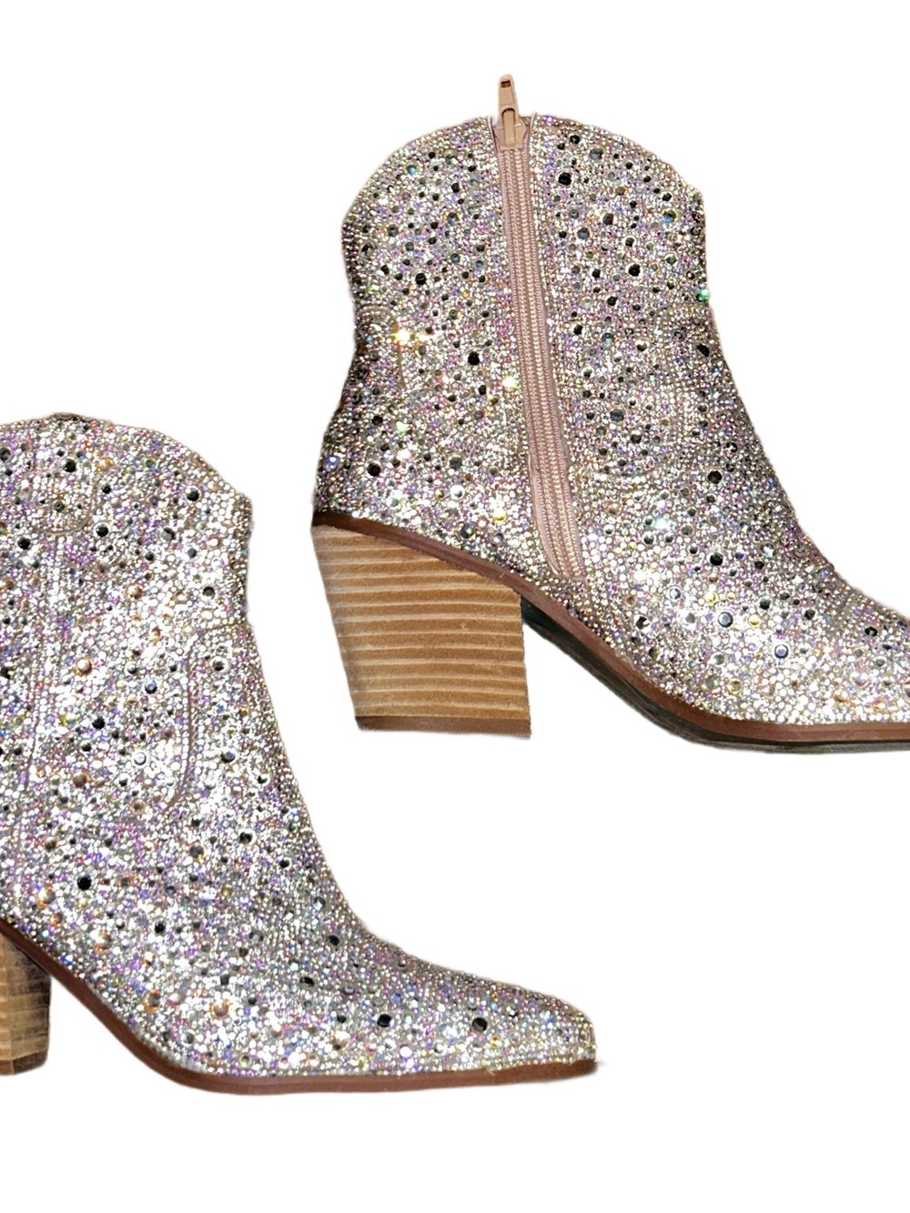 Betsey Johnson ~ Women’s 6M ~ Silver ~ Bling Rhinestones ~ Diva ~ Ankle Boots